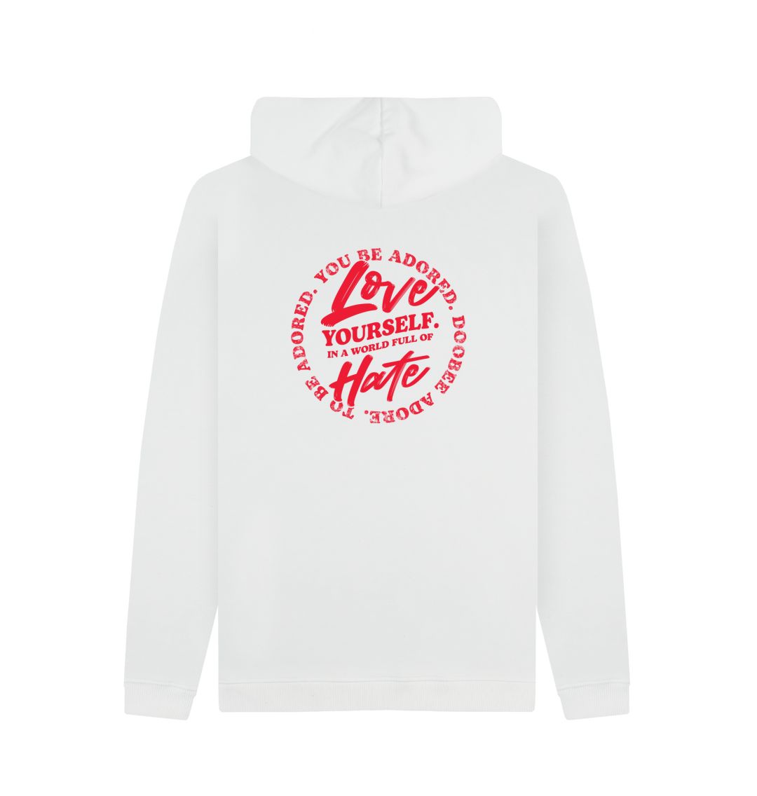 White Doobee Adore Loving Yourself Dual Print Hoodie