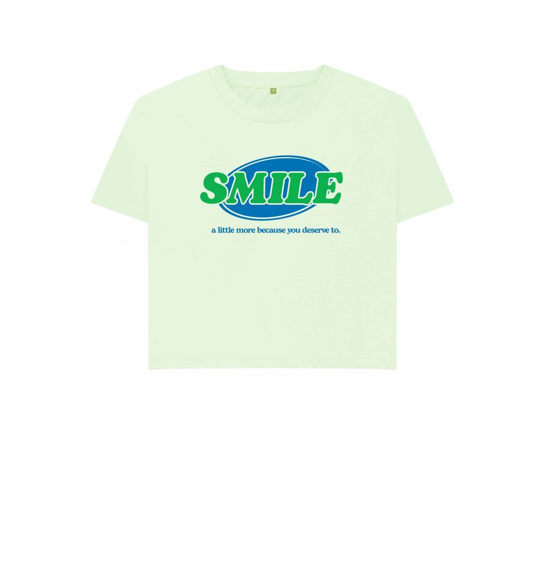 Pastel Green Doobee Adore Smile A Little More Womens Boxy Crop