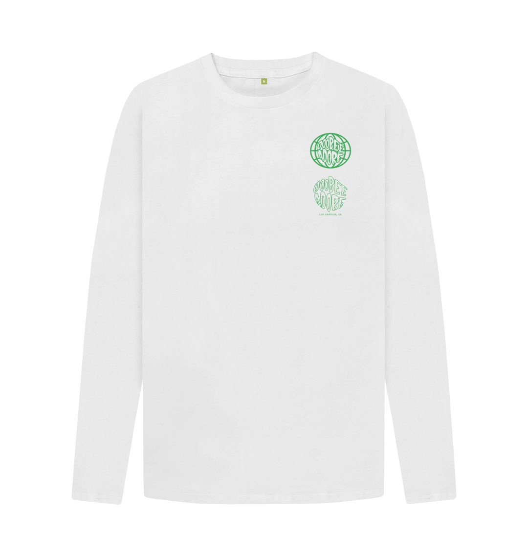 White Doobee Adore World Los Angeles Green Logo Sweatshirt